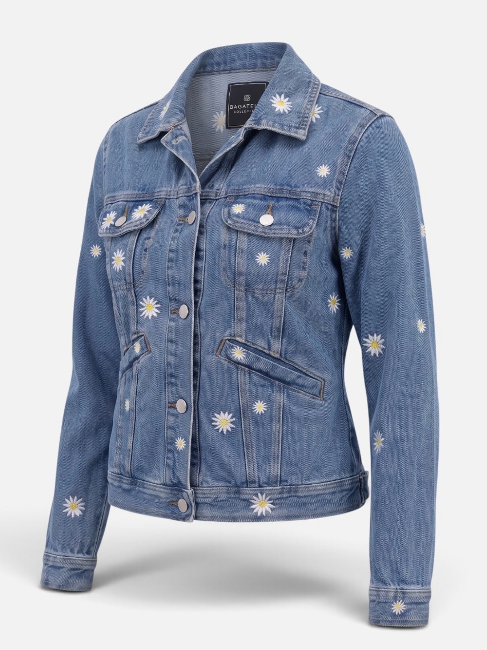 Bagatelle Light Blue Denim Jacket with Daisy Motif